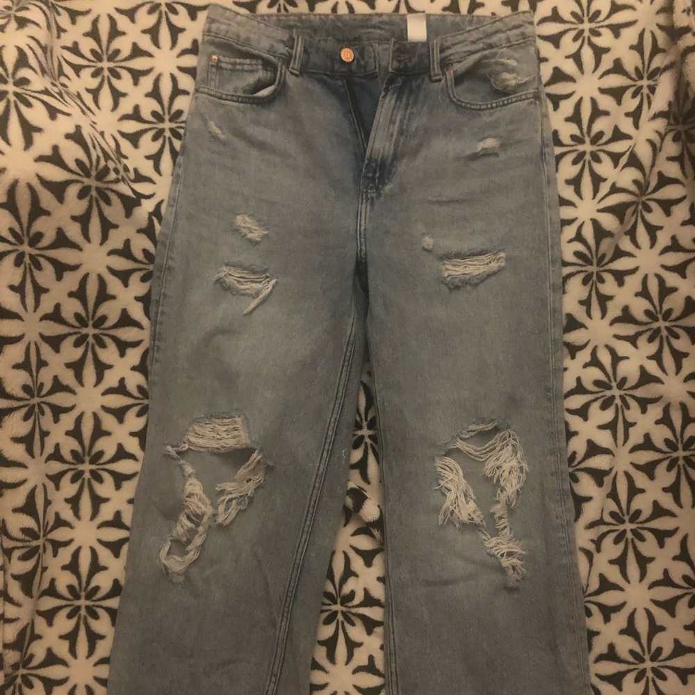 high waist loose straight leg jeans, light wash, from H&M!